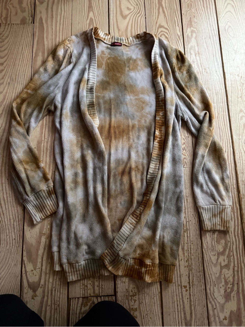 T Party brown and black tie-dye open-front cardigan sweater size xl